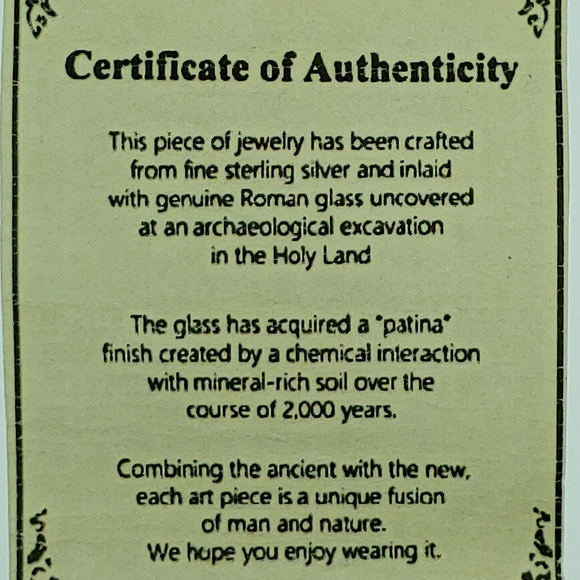 Steling Silver Roman Glass One of a Kind Necklace - Picture 4 of 4